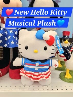 Hello Kitty Stepper Greeter Musical Plush Doll America USA 4th Of July Decor New
